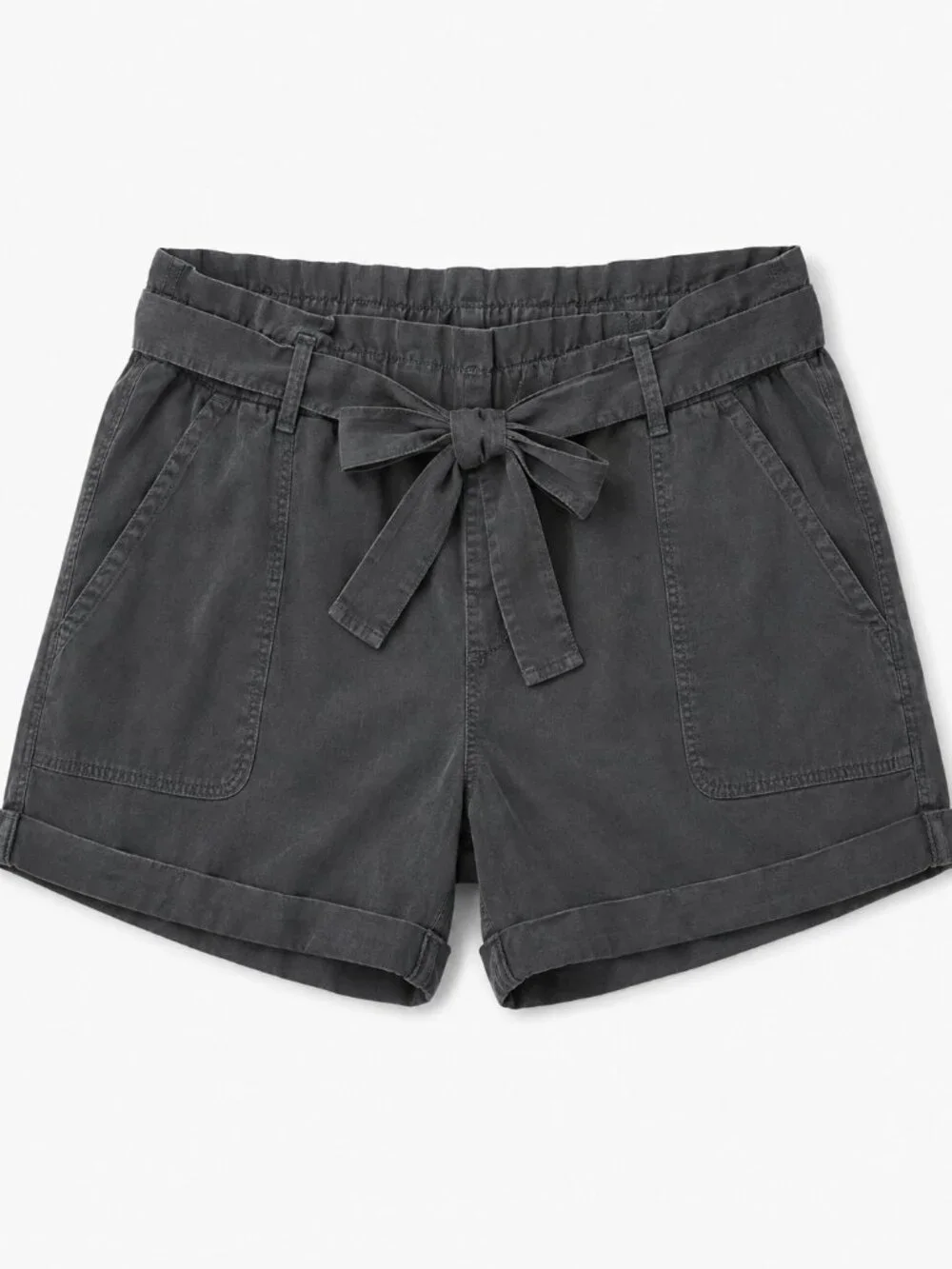 Aerie Charcoal Gray Paperbag Utility Shorts Size Medium Belted High Rise
